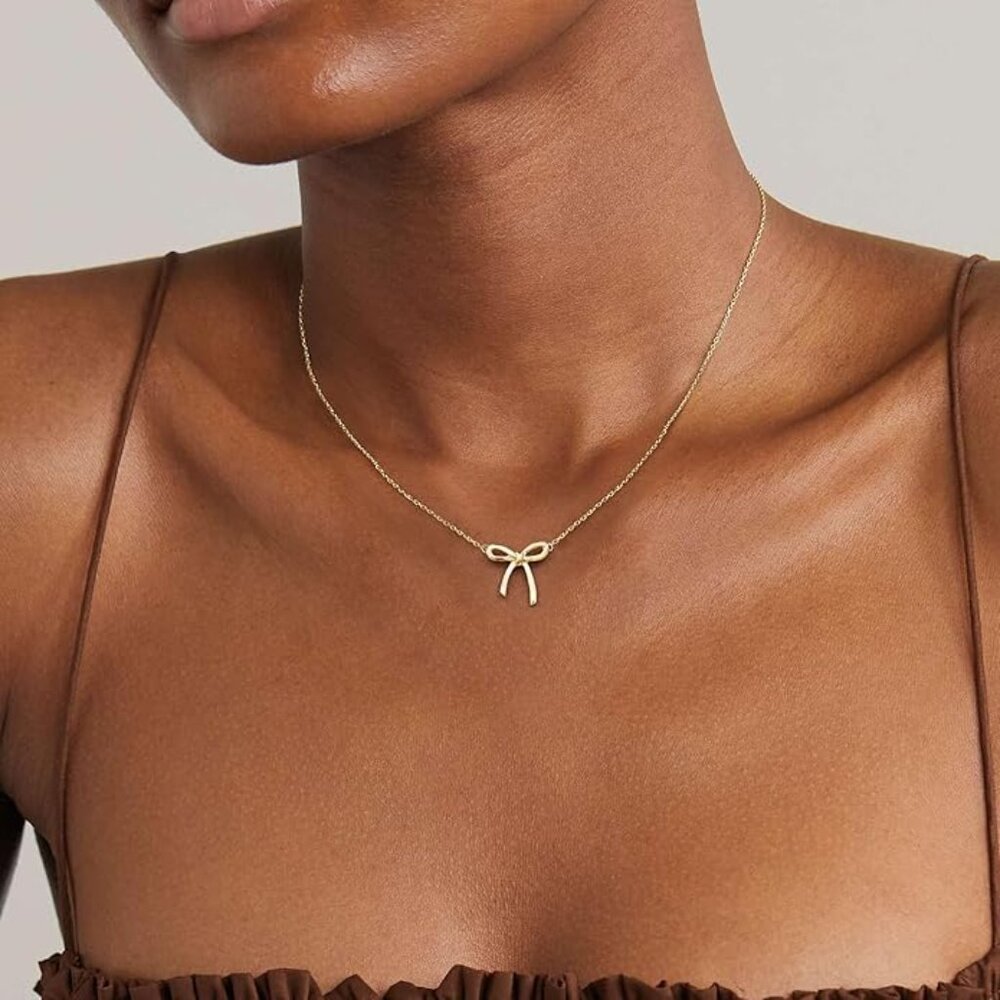 Women's 14K Dainty Gold Necklace Cute Small Tiny Necklace